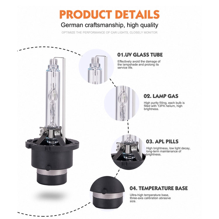 2 PCS D2S 35W 3800 LM 6000K HID Bulbs Xenon Lights Lamps, DC 12V, D2S