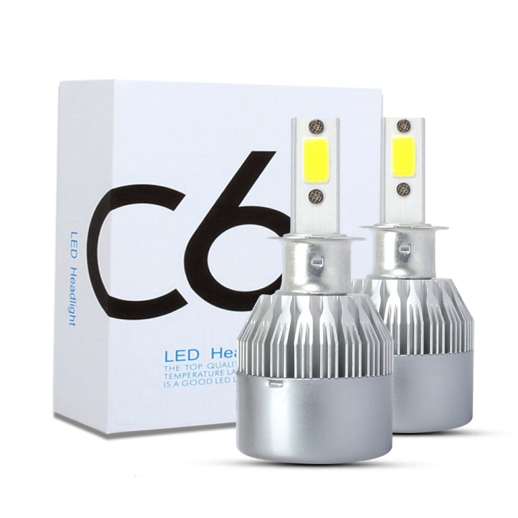 2 PCS  H3 18W 1800 LM 6000K IP68 Canbus Constant Current Car LED Headlight with 2 COB Lamps, DC 9-36V, H3