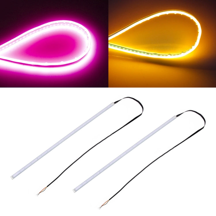2 PCS 45cm DC12V 5W Ultra-thin Waterproof Car Auto Double Colors Turn Lights / Running Lights SMD-2835 LED Bulbs (Turn Lights: Yellow Light; Running Lights: Blue Light), 45cm Turn Lights: Yellow Light; Running Lights: White Light�����������������������...