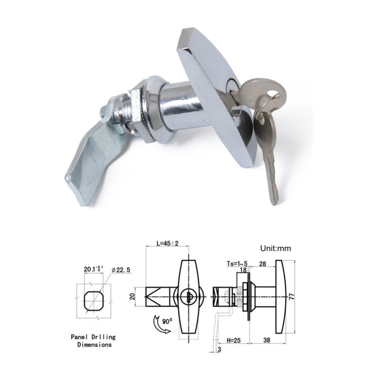 T Shape Handle Paddle Entry Door Latch & Keys Tool Box Lock for Trailer / Yacht / Truck