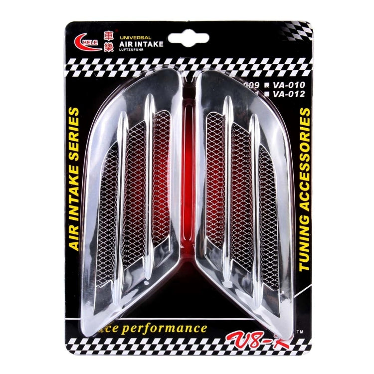2 PCS Euro Style Metal Decorative Air Flow Intake Turbo Bonnet Hood Side Vent Grille Cover with Self-adhesive Sticker