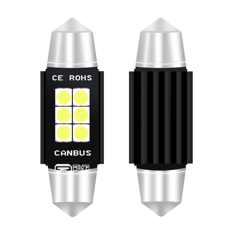 2 PCS 42mm DC12V-24V 3W 6000K 660LM 6LEDs SMD-3030 Car Reading Lamp / License Plate Light, 42mm