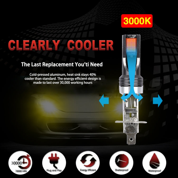 2 PCS H1 DC12V-24V / 12W / 3000K / 800LM 12LEDs SMD-3030 Car LED Fog Light, H1