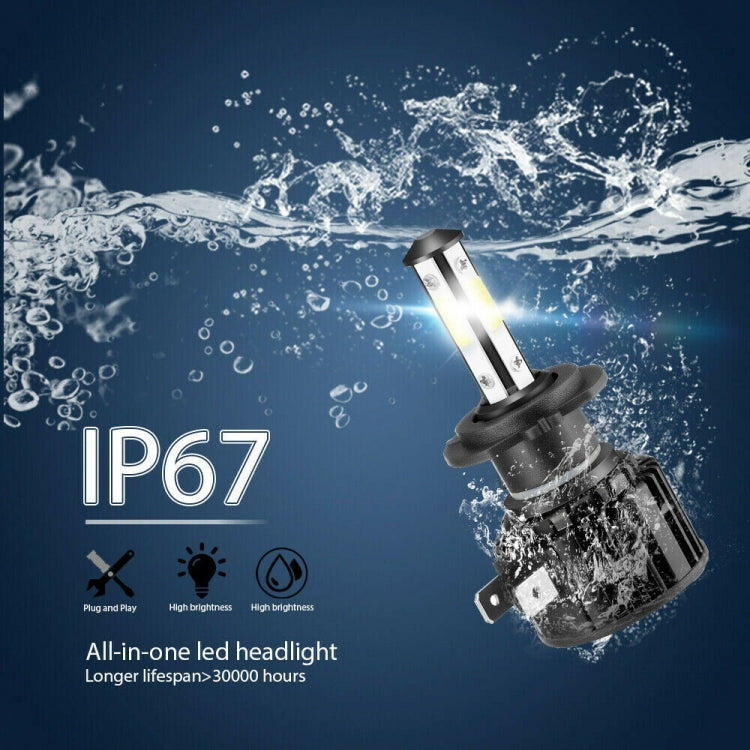 F8 H7 2 PCS 22W 3000LM 6000K Four Side DOB LED Headlight Fog Light Bulbs High Beam Conversion Kit DC 9-32V, H7