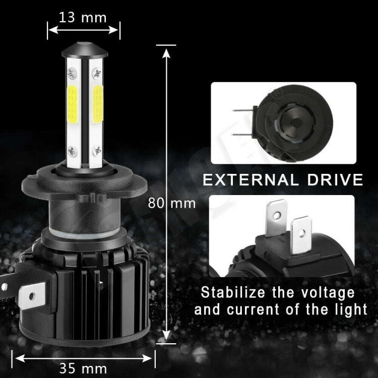 F8 H7 2 PCS 22W 3000LM 6000K Four Side DOB LED Headlight Fog Light Bulbs High Beam Conversion Kit DC 9-32V, H7