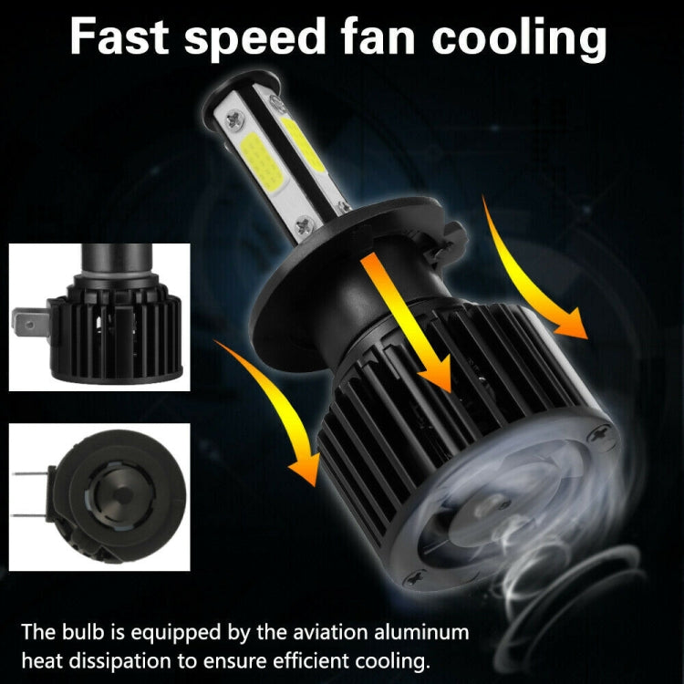 F8 H7 2 PCS 22W 3000LM 6000K Four Side DOB LED Headlight Fog Light Bulbs High Beam Conversion Kit DC 9-32V, H7