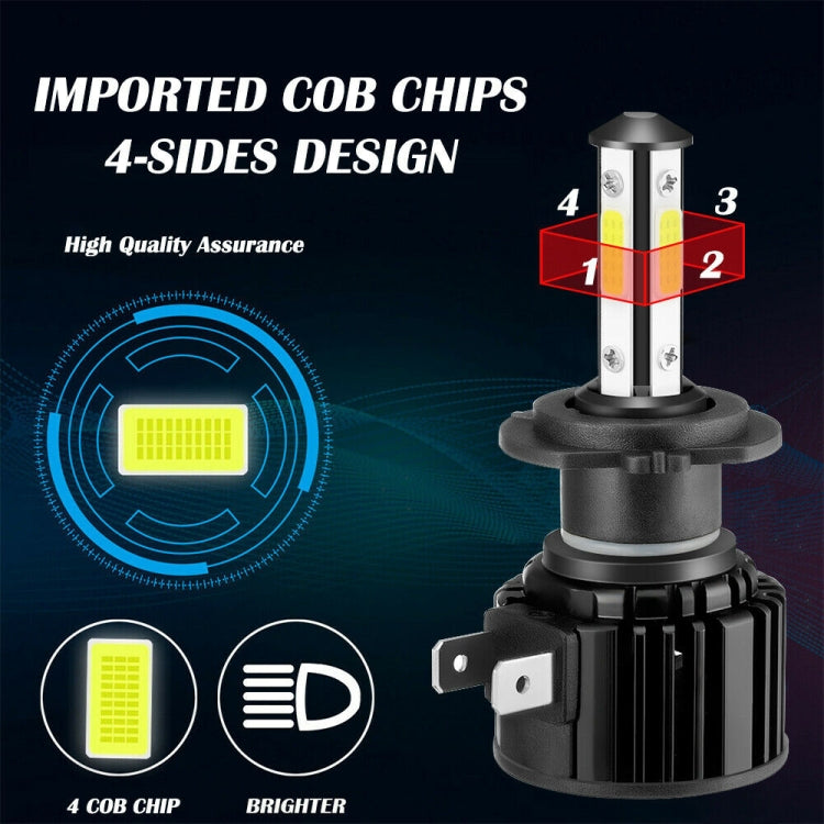 F8 H7 2 PCS 22W 3000LM 6000K Four Side DOB LED Headlight Fog Light Bulbs High Beam Conversion Kit DC 9-32V, H7