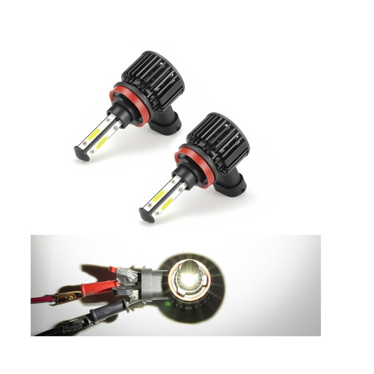 F8 H11 2 PCS 22W 3000LM 6000K Four Side DOB LED Headlight Fog Light Bulbs High Beam Conversion Kit DC 9-32V, H11