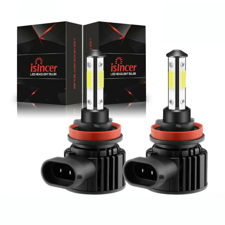 F8 H11 2 PCS 22W 3000LM 6000K Four Side DOB LED Headlight Fog Light Bulbs High Beam Conversion Kit DC 9-32V, H11