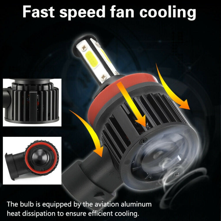 F8 H11 2 PCS 22W 3000LM 6000K Four Side DOB LED Headlight Fog Light Bulbs High Beam Conversion Kit DC 9-32V, H11