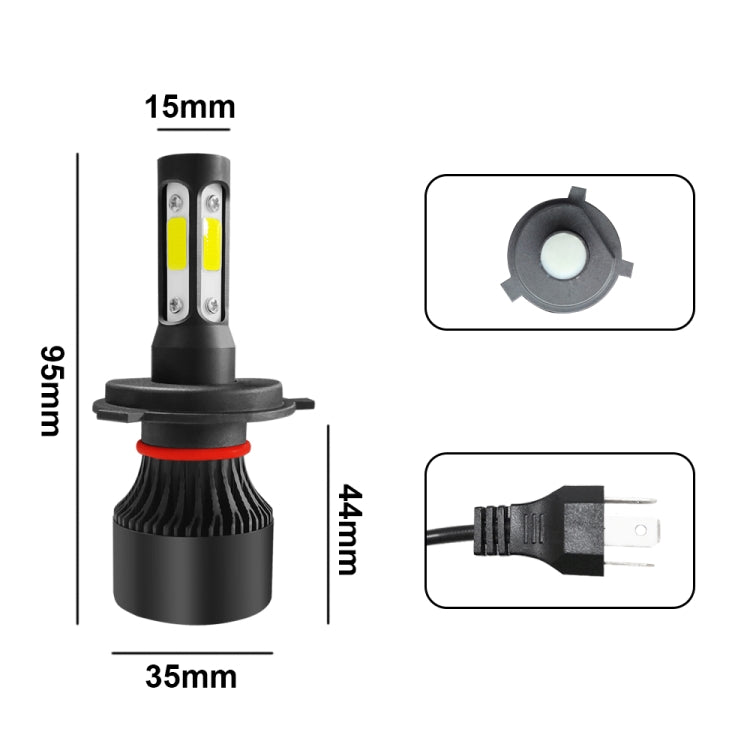 2 PCS S2 H4 / HB2 / 9003 DC9-36V / 25W / 6000K / 2500LM IP68 Car LED Headlight Lamps, H4 / HB2 / 9003