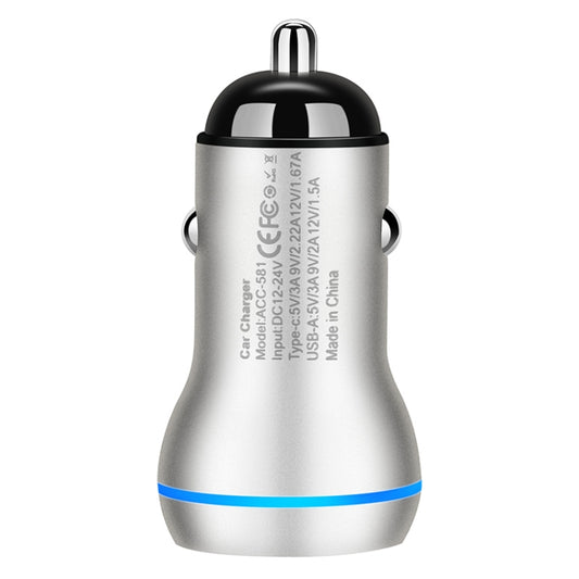 ACC-581 PD 20W + QC3.0 Type-C / USB-C + USB Fast Charging Car Charger