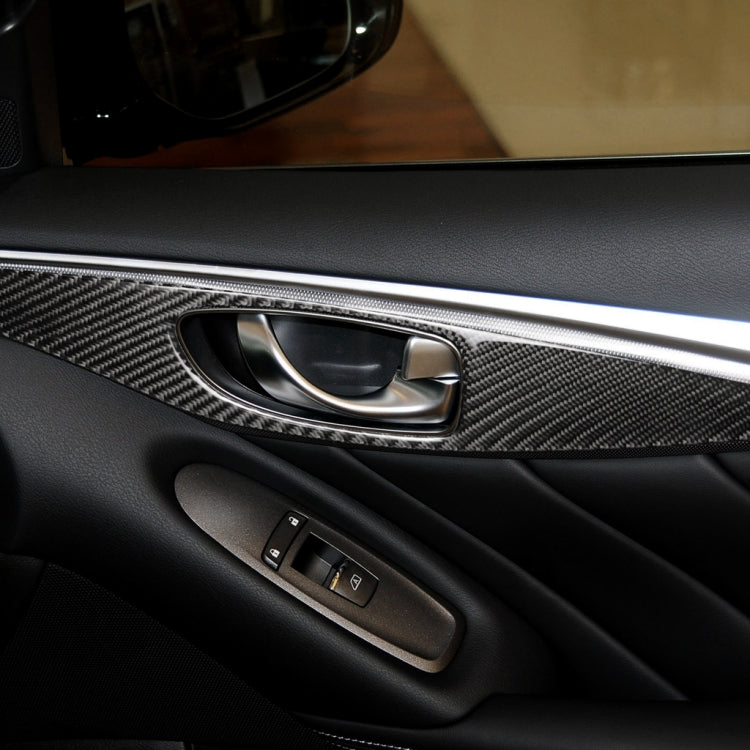 4 PCS Car Carbon Fiber Door Inner Handle Panel Decorative Sticker for Infiniti Q50 2014-2020, Left Drive, Door Inner Handle Panel (A)