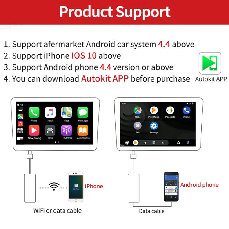 Car Navigation for Android / Apple Carplay Wireless Bluetooth Module Auto Smart Phone USB Carplay Adapter, CPC200-Autokit