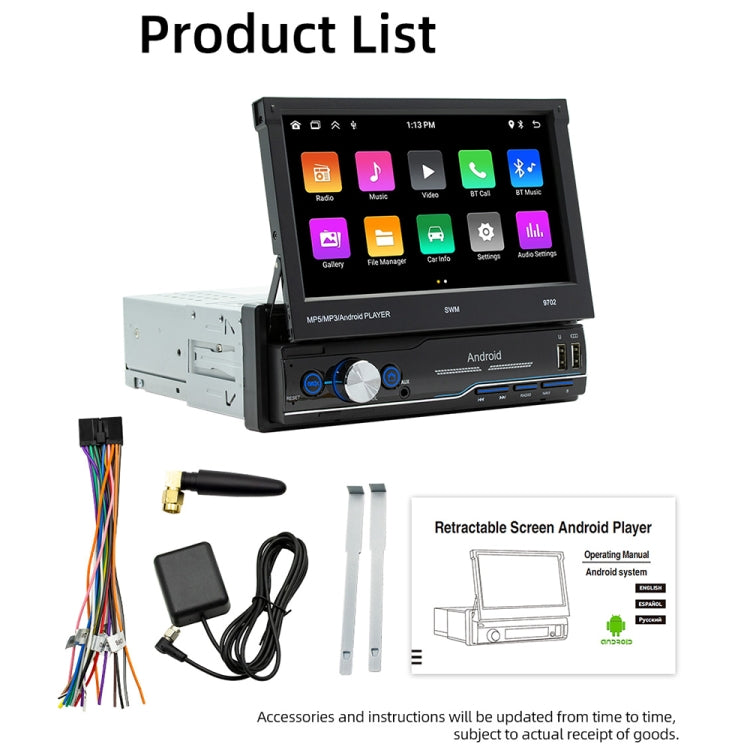 SWM 9702 Car HD 7 inch Android Radio Receiver MP5 Player, Support FM & Bluetooth & GPS & WiFi, SWM - 9702