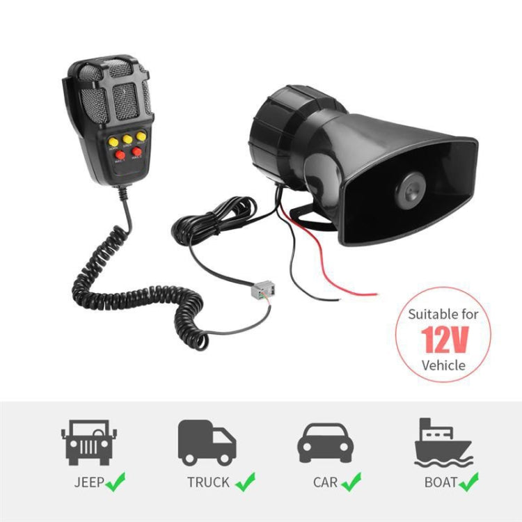 HW-1006B 12V 100W 125dB 5-tone Car Electric Alarm Air Horn Siren Speaker 5 Sound Tone Super Loud with Mic, HW-1006B