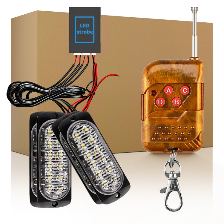 DC12V-24V / 18W 4 in 1 Front Grille Emergency Strobe Flash Warning Light Pickup 12LEDs Side Light Wireless Control 16 Modes