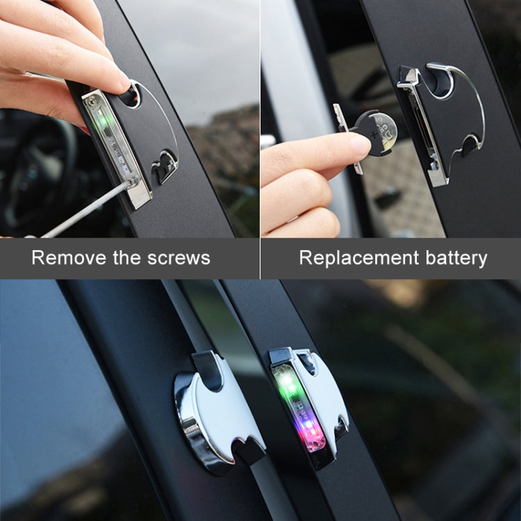 2 PCS Car LED Door Warning Lights Anti-collision Door Opening Lamp Flashing Lights, Door Warning Lights (Silver), Door Warning Lights (Black)