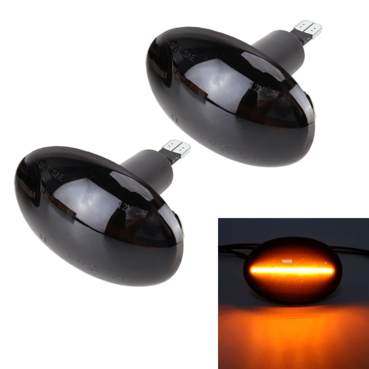 2 PCS DC12V / 3W Car LED Dynamic Blinker Side Lights Flowing Water Turn Signal Light for BMW Mini Cooper, Amber Light, For BMW Mini Cooper (Black), For BMW Mini Cooper
