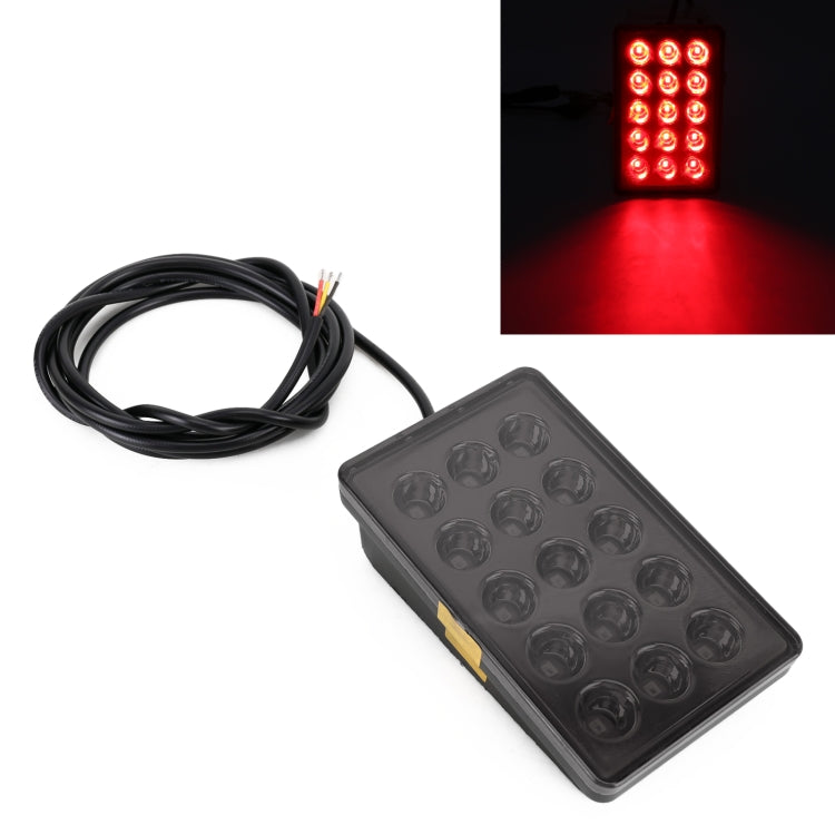 DC12V 1W Car Square Highlight Brake Lights Reversing Light with 15LEDs SMD-3528, Square (Black), Square (Red)