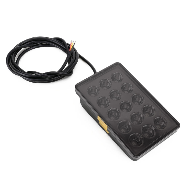 DC12V 1W Car Square Highlight Brake Lights Reversing Light with 15LEDs SMD-3528, Square (Black), Square (Red)