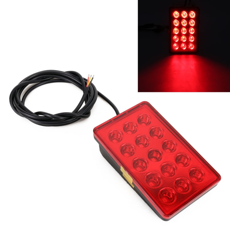 DC12V 1W Car Square Highlight Brake Lights Reversing Light with 15LEDs SMD-3528, Square (Black), Square (Red)