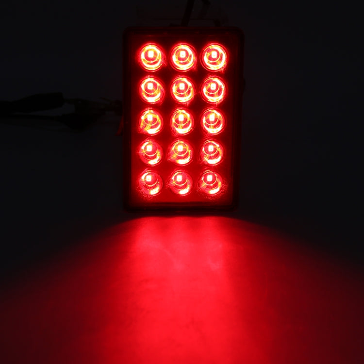 DC12V 1W Car Square Highlight Brake Lights Reversing Light with 15LEDs SMD-3528, Square (Black), Square (Red)