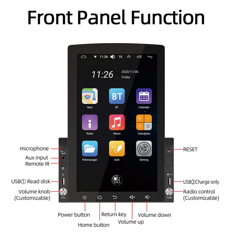 D110 Car Android Navigation Machine Support Mobile Phone Interconnection / Steering Wheel Control, D110 10.1-Inch