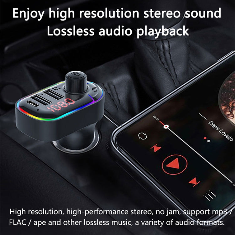 C12 Multifunctional Car Dual USB Charger Bluetooth FM Transmitter with Atmosphere Light