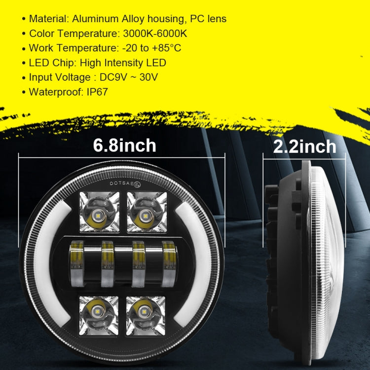Car 7 inch DC9-30V  LED Headlight Modification Accessories for Jeep Wrangler, 7 inch Round