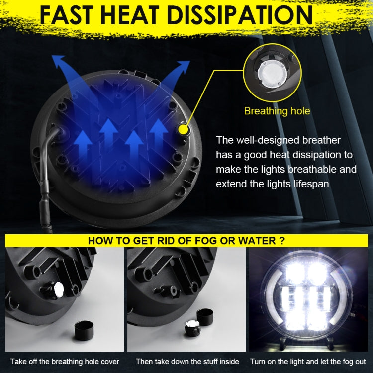 Car 7 inch DC9-30V  LED Headlight Modification Accessories for Jeep Wrangler, 7 inch Round