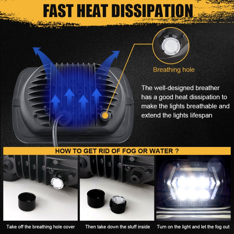 Car 7 inch Square DC9-30V  LED Headlight Modification Accessories for Jeep Wrangler, 7 inch Square