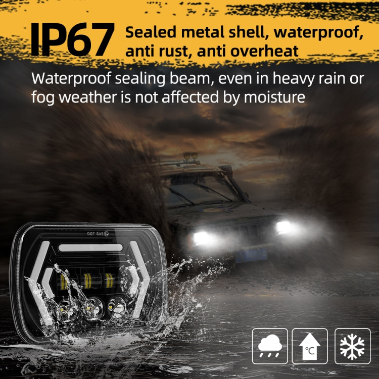 Car 7 inch Square DC9-30V  LED Headlight Modification Accessories for Jeep Wrangler, 7 inch Square