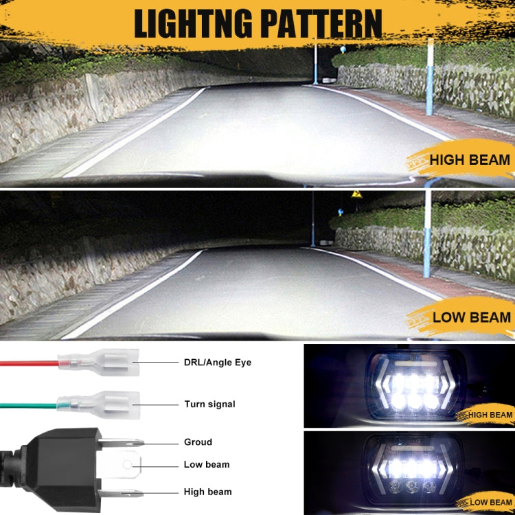 Car 7 inch Square DC9-30V  LED Headlight Modification Accessories for Jeep Wrangler, 7 inch Square