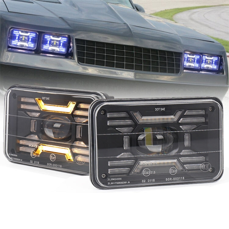 OL-2051S 1 Pair 4x6 inch Off-road Vehicle Modified Angel Devil Eyes Rectangular Headlight, OL-2051S