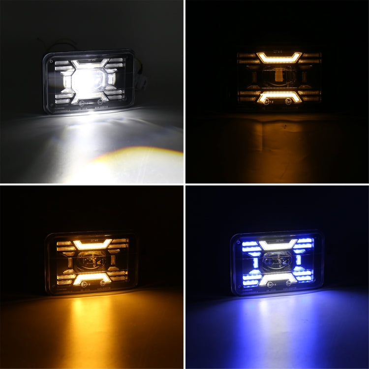 OL-2051S 1 Pair 4x6 inch Off-road Vehicle Modified Angel Devil Eyes Rectangular Headlight, OL-2051S