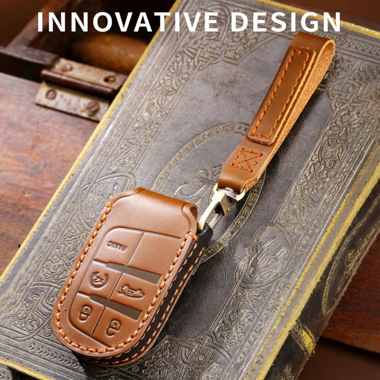 Hallmo Car Genuine Leather Key Protective Cover for Jeep Compass 4-button, For Jeep Compass 4-button (Black), For Jeep Compass 4-button (Blue), For Jeep Compass 4-button (Brown)