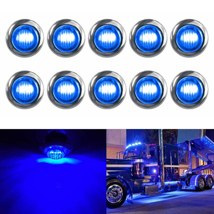 10 PCS MK-118 3/4 inch Metal Frame Car / Truck 3LEDs Side Marker Indicator Lights Bulb Lamp, MK-118(Blue Light), MK-118(Green Light), MK-118(Red Light), MK-118(White Light), MK-118 (Yellow Light)
