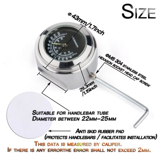 2 PCS Motorcycle 22-25mm Handlebar Thermometer
