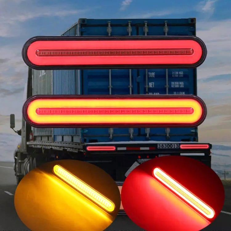 2 PCS Heavy-duty Truck Trailer 100LED Light Guide Two-color Brake Light, Two-color