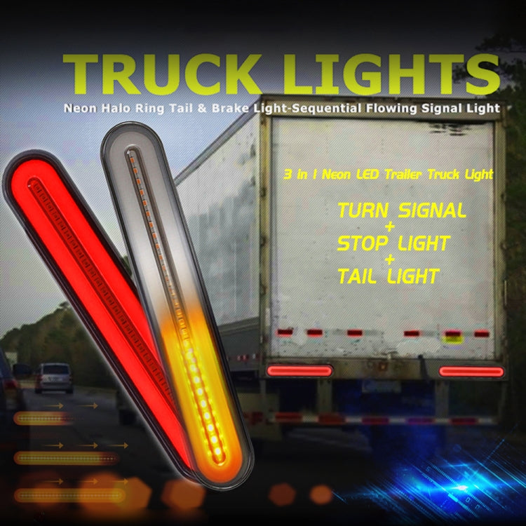 2 PCS Heavy-duty Truck Trailer 100LED Light Guide Two-color Brake Light, Two-color