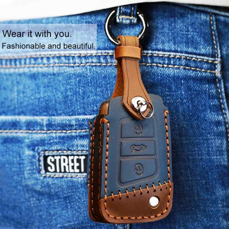 For Volkswagen Car Cowhide Leather Key Protective Cover Key Case, B Version, For Volkswagen, B Version