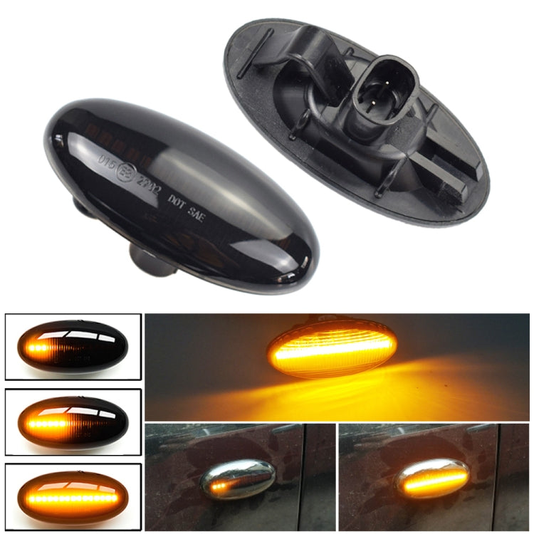 2pcs For Mazda 2 DY 2003-2007 Car Dynamic LED Fender Side Light, For Mazda 2 DY 2003-2007 (Transparent Black)
