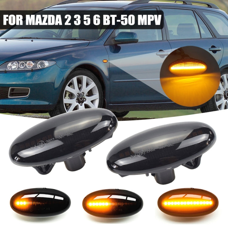 2pcs For Mazda 2 DY 2003-2007 Car Dynamic LED Fender Side Light, For Mazda 2 DY 2003-2007 (Transparent Black)
