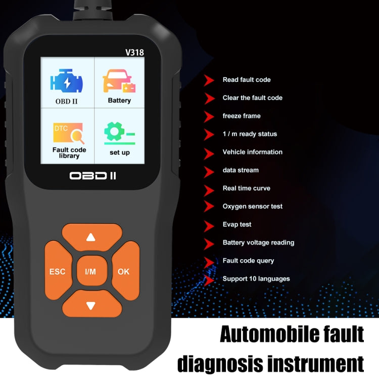 V318 Car OBD2 Color Screen Diagnostic Tool Code Reader, V318