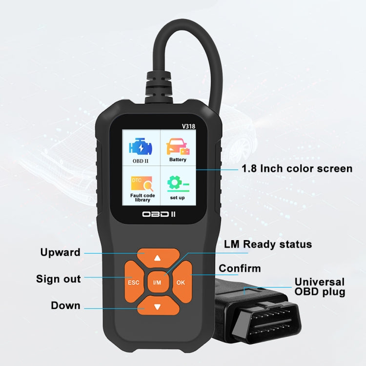 V318 Car OBD2 Color Screen Diagnostic Tool Code Reader, V318