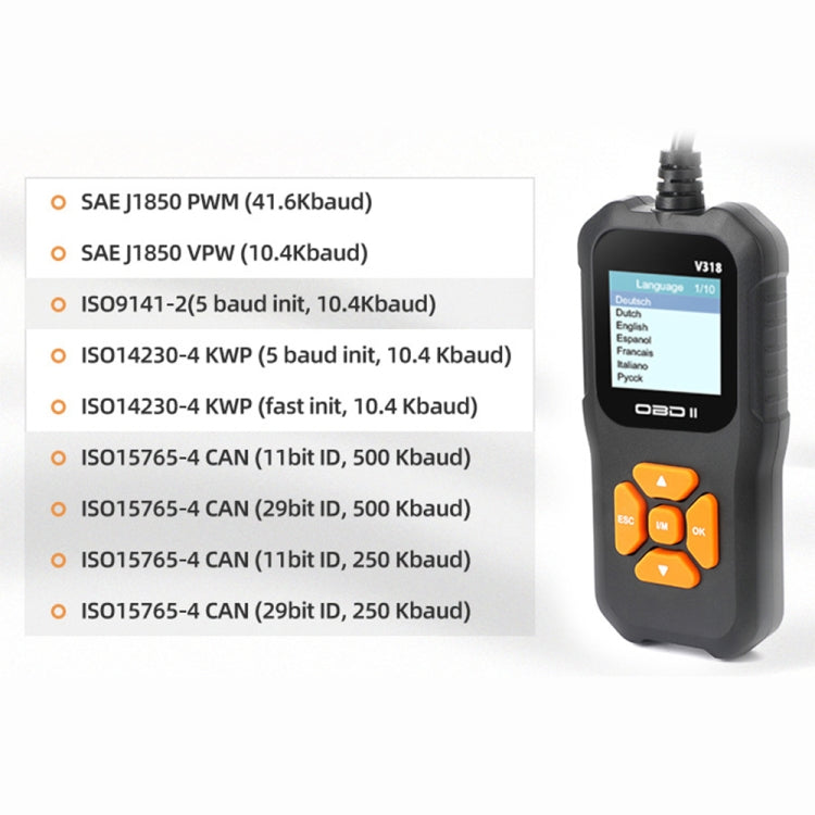 V318 Car OBD2 Color Screen Diagnostic Tool Code Reader, V318