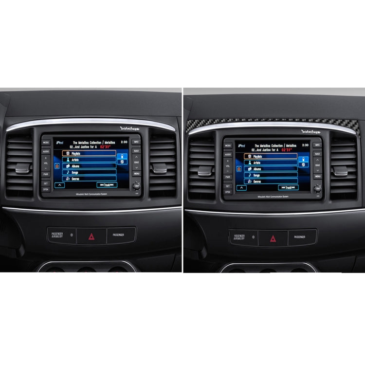 Car Carbon Fiber Navigation System Cover Decorative Sticker for Mitsubishi Lancer EVO 2008-2015, Left and Right Drive Universal, Navigation System Cover