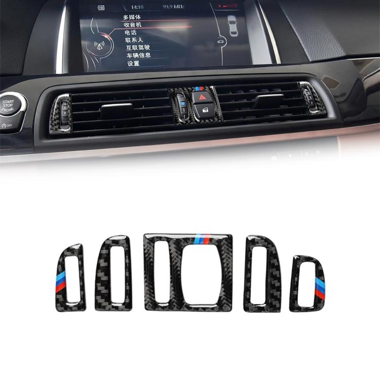 5 PCS Carbon Fiber Car Air Outlet Decorative Sticker for BMW 5 Series F10 2011-2017, Air Outlet(Three Color), Air Outlet
