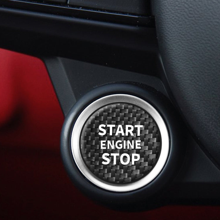 Car Carbon Fiber Engine Start Button Decorative Cover Trim for Alfa Romeo Giulia, For Alfa Romeo Giulia (Black), For Alfa Romeo Giulia (Red)